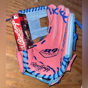 Rawlings R9 Series R9PMM13P 11.5” infield Baseball Glove Pink/Carolina Blue *NEW